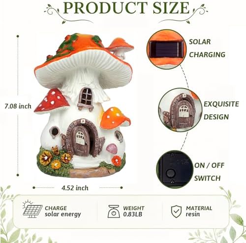 Solar Mushroom House Garden Decor, Fairy Garden Mushroom - Image 6