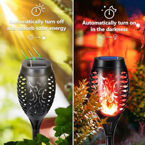 Solar Flashlight Light with Flickering Flame, Multi-Piece Outdoor Solar Lights, Outdoor Waterproof Solar Garden Lights for Decorative Paths, Patio and Deck Outdoor Lighting（Red (16) - Image 2