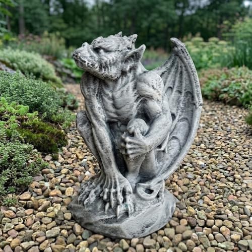 OLOMA Medieval Gargoyle Concrete Garden Statue Handmade Outdoor Gothic Beast Decor Cement Guardian Fantasy Creature Sculpture Yard Ornament Lawn Patio Porch Decor Garden Accent Gift by OLOMA