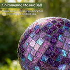 Lily's Home Colorful Mosaic Glass Gazing Ball, Designed with a Stunning Holographic Petal Mosaic Pattern to Bring Color and Reflection to Any Home and Garden, Purple Mirrors (10" Diameter) - Image 2