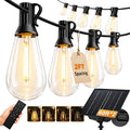 Solar String Lights Outdoor Waterproof, 120FT(2*60) 52 LED S14 Shatterproof Edison Bulbs, 2FT Spacing, 3 Modes, Dimmable, Timer, USB Solar Powered Hanging Patio Lights for Outside, Backyard by Unknown