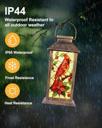 Fussion Solar Lanterns Outdoor Waterproof Garden Decor Birthday Gifts for Women Mom Grandma Sister, Hanging LED Plastic Solar Lights Outside Gardening Decorations for Yard Patio - Cardinal - 2 Pack - Image 5