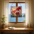 Valentine Gnome Hug Stained Glass Suncatcher – Square Hanging Window Panel for Home or Greenhouse – Whimsical Glass Art Gift for Garden Lovers, Christmas, Halloween, Father Days PHaf2k - Image 6