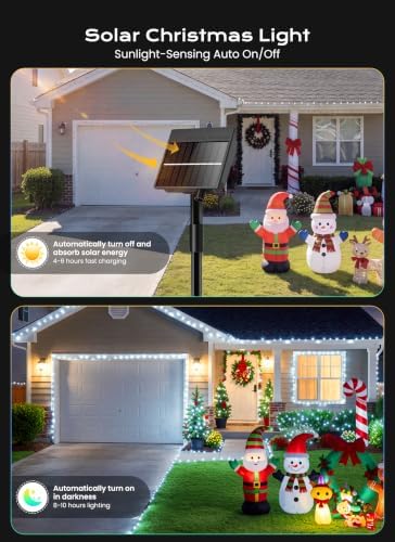 Minetom 4PC 160FT Christmas Outdoor Solar String Lights Waterproof 400 LEDs - Image 2