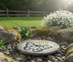 Magnolia Garden 10-Inch Welcome Butterfly Decorative Stepping Stone – Daisy Floral Resin Garden Walkway Tile – Vibrant Navy & Yellow Outdoor Accent Front Porch Entryway Decoration & Housewarming Gift - Image 2