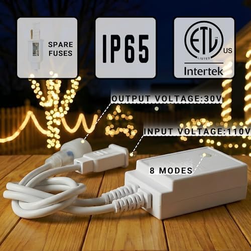 20ft Rope Lights For Outside, Connectable & Flexible Tube Lights with 8 Modes Controller,Waterproof Warm White LED Rope Lighting for Deck,Garden,Pool,Patio,Room Indoor & Outdoor Landscape Strip Light - Image 2