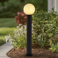 35.5" Outdoor Post Light, Modern Outside Bollard Light with Opal Glass Globe, Black Aluminum Pathway Lamp Post Light for Walkway Driveway Patio Garden, Hardwired, E26 Bulb Not Included by Lucande