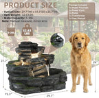 5-Tier Rock Outdoor Water Fountain, 29.7" L Realistic Moss Decor & Cascading Waterfall Fountain with LED Lights, Resin Garden Water Feature for Patio, Yard & Porch, Home Art Décor - Image 6