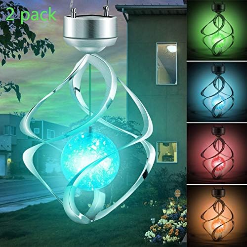 AMWGIMI Solar Wind Chimes LED Colour Changing Hanging Lights, 2 Pack by AMWGIMI