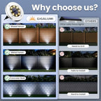 GIGALUMI Solar In-Ground Fence Lights Waterproof 16 Pack Cool White - Image 3