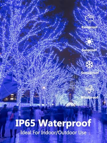 4 Pack Solar Christmas Lights Outdoor Waterproof, 132FT 400LED Solar String Lights Green Wire Fairy Lights, Solar Twinkle Lights with 8 Lighting Modes for Xmas Garden Decorations (Blue) - Image 4