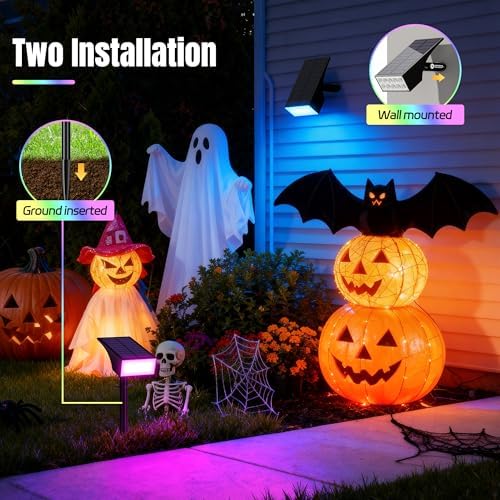 WENATY Solar Spot Lights Outdoor Color Changing 6 Pack Halloween Spotlights - Image 2