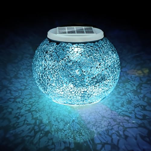 Aukora Solar Table Lamp, Waterproof Outdoor LED Light & Replacement Top, Panel Lantern Lid for Patio Garden Balcony Decor(Crack Glass) by AUKORA