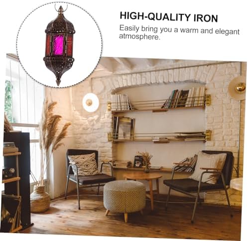 Moroccan Style Hanging Candle Holder with Glass and Iron Golden - Image 7