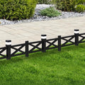 Sunjoy Garden Fence Solar Border Fencing with Waterproof LED Path Lights, Metal Lattice Fence Panel Outdoor Decorative Garden Fences(5PK), Black by SUNJOY