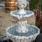 XBrand Large Outdoor Electric Bird Bath Fountain 58.3", 3-Tier Garden Water Fountain with Pump, Classic Leaf Design, Resin Floor Fountain for Yard, Lawn, Patio & Porch - Image 3