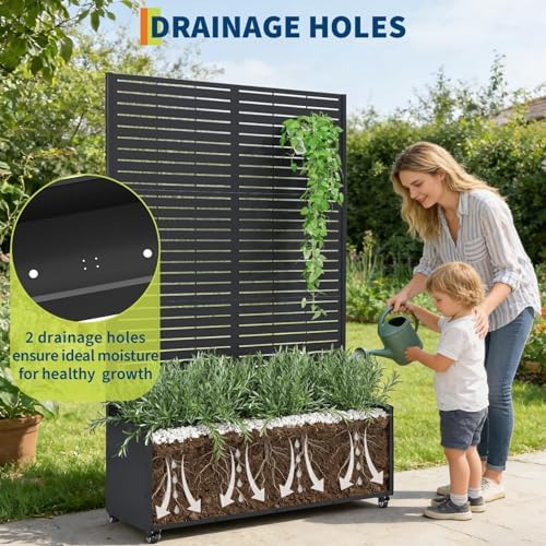 GarveeLife Metal Planter Box with Trellis and Wheels 71"x47"x16" - Image 6