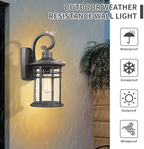 2 Packs Outdoor Porch Lights Wall Mount Sconces Outdoor Lighting Waterproof Exterior Lantern for House Front Porch Patio Garage Doorway Garden, Medium - Image 6