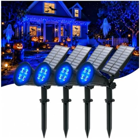 T-SUNUS Blue Solar Landscape Spotlights Outdoor 4 Pack IP65 Waterproof Flag by T-SUNUSLighting