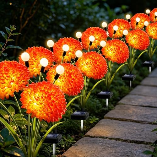 Solar Firefly Lights Outdoor Waterproof, 8 Pack Solar Flowers Swaying Lights with Flowers, Flower Light Garden Decor for Outside Yard Patio Halloween Christmas, Gifts for Women Grandma by yulloyello
