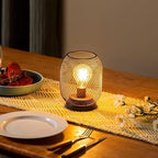 Set of 2 Battery Operated Lamp LED Table Lantern, Brown Metal Cage Cordless Lamps with LED Bulb，Vintage Decorative Outdoor Lantern for Weddings, Parties, Patio, Events for Indoors Shelf Decor - Image 5