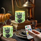 4Pcs St Patrick's Day Shamrocks Flameless Candles with Remote Battery Operated Candles with Timer, Cute Black Cat Pillar Tea Lights Bulk for Indoor Outdoor Home Decorations - Image 4