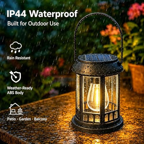 Yowin 4 Pack Solar Lanterns Outdoor Waterproof Hanging Solar Lamp with Bulb - Image 6