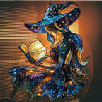 Cute Witch Reading Books Acrylic Suncatcher - Image 7