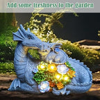 Dragon Solar Garden Statues Outdoor Decoration with Succulent and 6 LED Lights,Dragon Figurine Solar Lights Lawn Décor,Outside Statue Ornament for Patio, Balcony, Yard,Unique Gift for Mom - Image 6