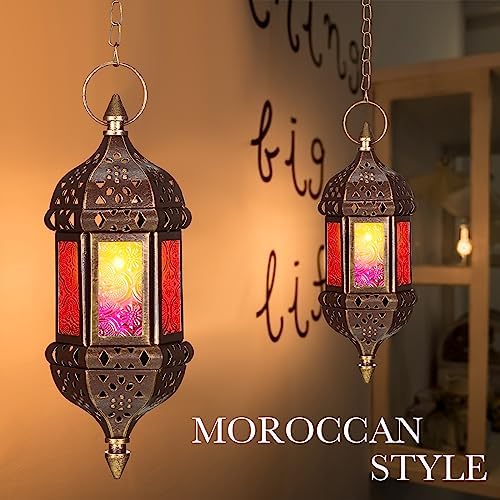 Retisee 6 Pcs Hanging Moroccan Lantern Hexagon Decorative Moroccan Candle Lantern Holders Hanging Candle Holder Indoor Outdoor for Patio Weddings Christmas Decoration - Image 6