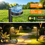 APONUO 12 Pack Solar Pathway Lights Outdoor, 3 Color Temperatures Selectable CCT, Focused Ground Spot Lens, Brighter Up to 12 Hrs IP65 Waterproof Path Lights for Walkway Driveway Yard Garden, Black - Image 5