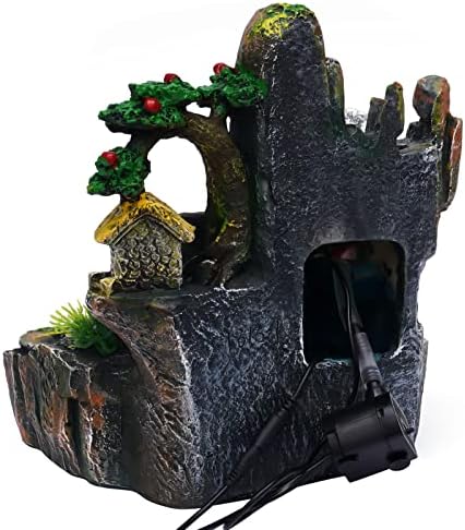Tabletop Rockery Fountain, Small Waterfall Fountains Indoor with LED Lamp Atomization Effect, Rockery Water Fountain Ornament for Home Office Bedroom Decoration, Style A - Image 7