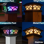 SIEDiNLAR Solar Post Cap Lights Outdoor Glass 2 Color Modes Black (4 Pack) - Image 3