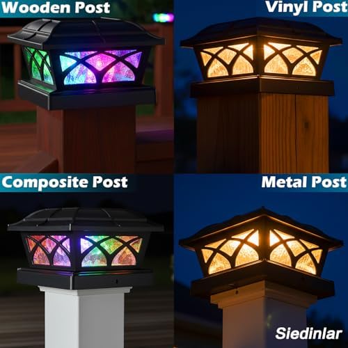 SIEDiNLAR Solar Post Cap Lights Outdoor Glass 2 Color Modes Black (4 Pack) - Image 3
