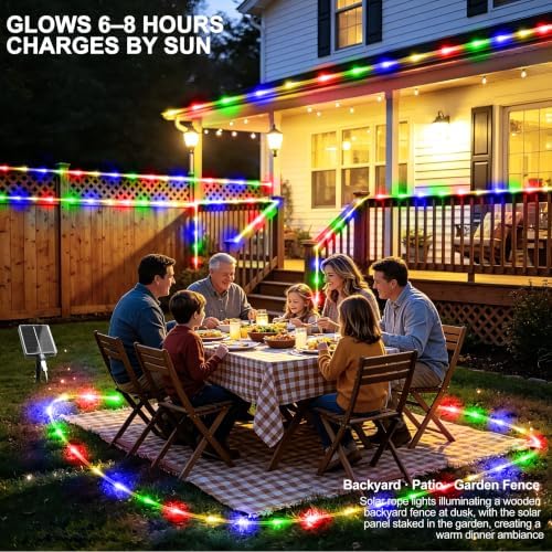Solar Rope Lights Outdoor Waterproof, 66FT 200 LED Solar String Lights with 8 Lighting Modes,Trampoline Lights, Solar Patio Light for Garden Fence Backyard Deck Porch Pool Tree Christmas Decor - Image 4