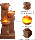 Teamson Home 28.54 in. 3-Tier Cascading Outdoor Water Fountain, Brown - Image 4