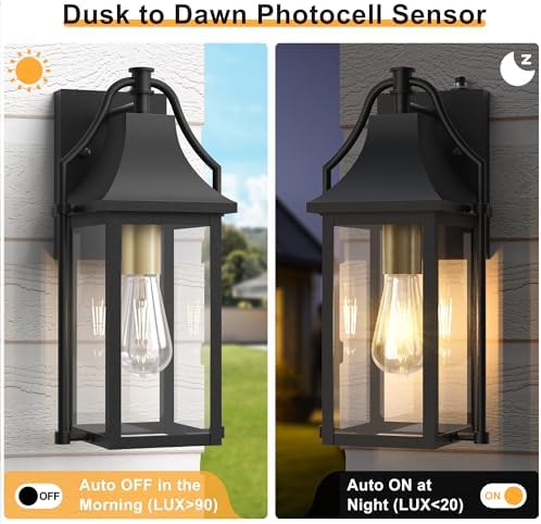Dusk to Dawn Outdoor Wall Sconce, Waterproof Outdoor Porch Lights - Image 3