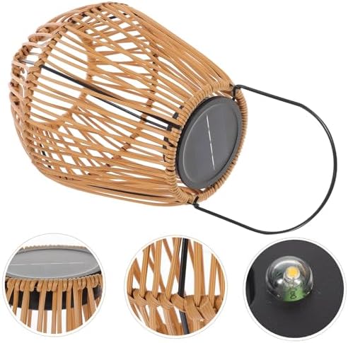 Outdoor Solar Lantern Rattan Woven LED Garden Solar Lights Hanging Decorative Patio Courtyard Lamp with Battery Box for Outdoor Lighting - Image 6