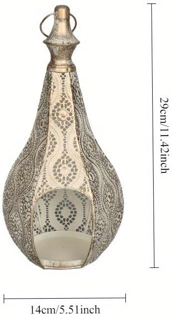 11.6inch Moroccan Lantern Lamp Decorative Candle Holders for Ramadan Decorations, Hanging, Outdoor Patio or Porch, Indoor Home Decor（White） - Image 5