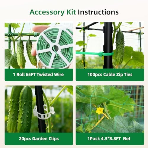 Cucumber Trellis for Raised Bed, U-Shape Garden Arch Metal Support for Climbing Plants, Metal Arch Plant Support Vegetables Trellis, Plant Support for Vine Outdoor(Black, 63*30*47inch(L*W*H)) - Image 7