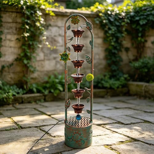 40" Vintage Metal Floor Water Fountain - Image 6