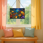 Twilight Garden with Floating Lanterns Rectangular Stained Glass Suncatcher – Hanging Window Panel with Animal & Nature Scene – Vibrant Glass Art Gift for Wildlife, Fantasy, Nature Lovers W5RrUY - Image 5