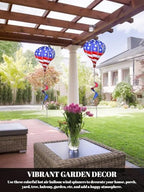 2PCS Giant Patriotic Hot Air Balloon Wind Spinners 14" W x 59" H Large American Whirligig Wind Spinner Hanging Ornaments for Memorial Day July of 4th Yard Garden Lawn Outdoor Decorations - Image 6