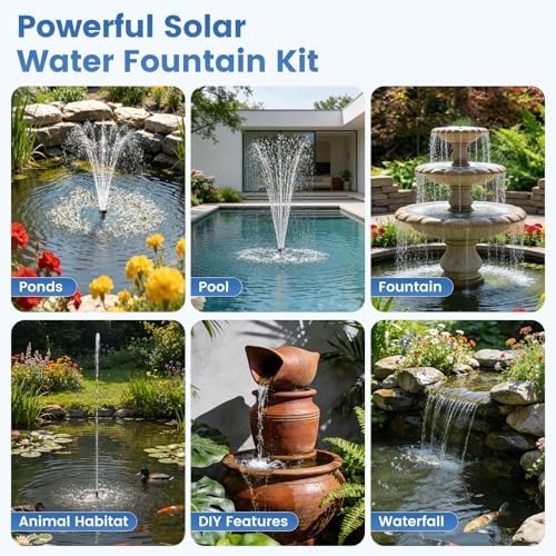 NFESOLAR 30W Solar Fountain Pump, 280GPH Solar Pond Pump with Foldable Solar Panel, Adjustable Flow Solar Water Pump with 6.6FT PVC Tubing for Outdoor Pond, Garden, Waterfall, Hydroponic, Pool - Image 6