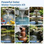 NFESOLAR 30W Solar Fountain Pump, 280GPH Solar Pond Pump with Foldable Solar Panel, Adjustable Flow Solar Water Pump with 6.6FT PVC Tubing for Outdoor Pond, Garden, Waterfall, Hydroponic, Pool - Image 6
