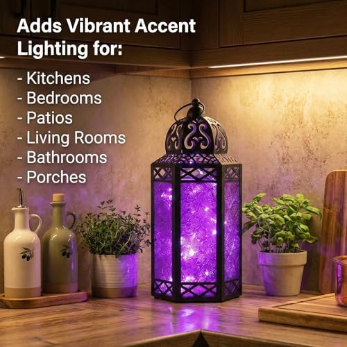 Vela Lanterns Decorative Indoor Lantern with LED Lights, Purple, L, 2-Pack - Image 4