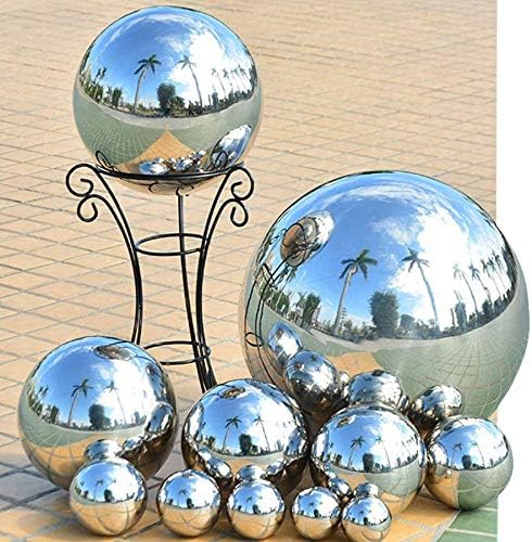 Hollow Gazing Ball,Seamless Silver Stainless Steel Polished Reflective Smooth Mirror Garden Sphere Globe,Props of Photography,Colorful Addition to Any Garden Home (14in Dia) - Image 5