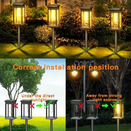 Solar Pathway Lights Outdoor, 4 Pack Solar Powered Garden Lights Waterproof IP65, Solor Outside Light for Yard Path Landscape Lawn Walkway Driveway - Image 6