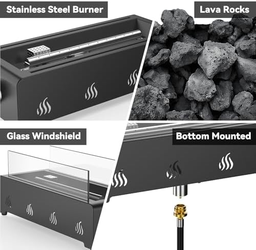 Onlyfire 18" Tabletop Gas Fire Pit, Outdoor Propane Fire Pit Bottom Mounted - Image 3