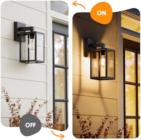 MATAMEYE Outdoor Wall Lantern, Waterproof Exterior Wall Sconce Light Fixture, Black Front Door Lamp, Anti-Rust E26 Socket Porch Lighting - Image 4